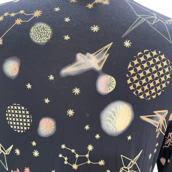 Hale Bob XS Long Sleeve Midi Slip Dress Celestial Soft Stretch Boho Chic Unique - Picture 6 of 11